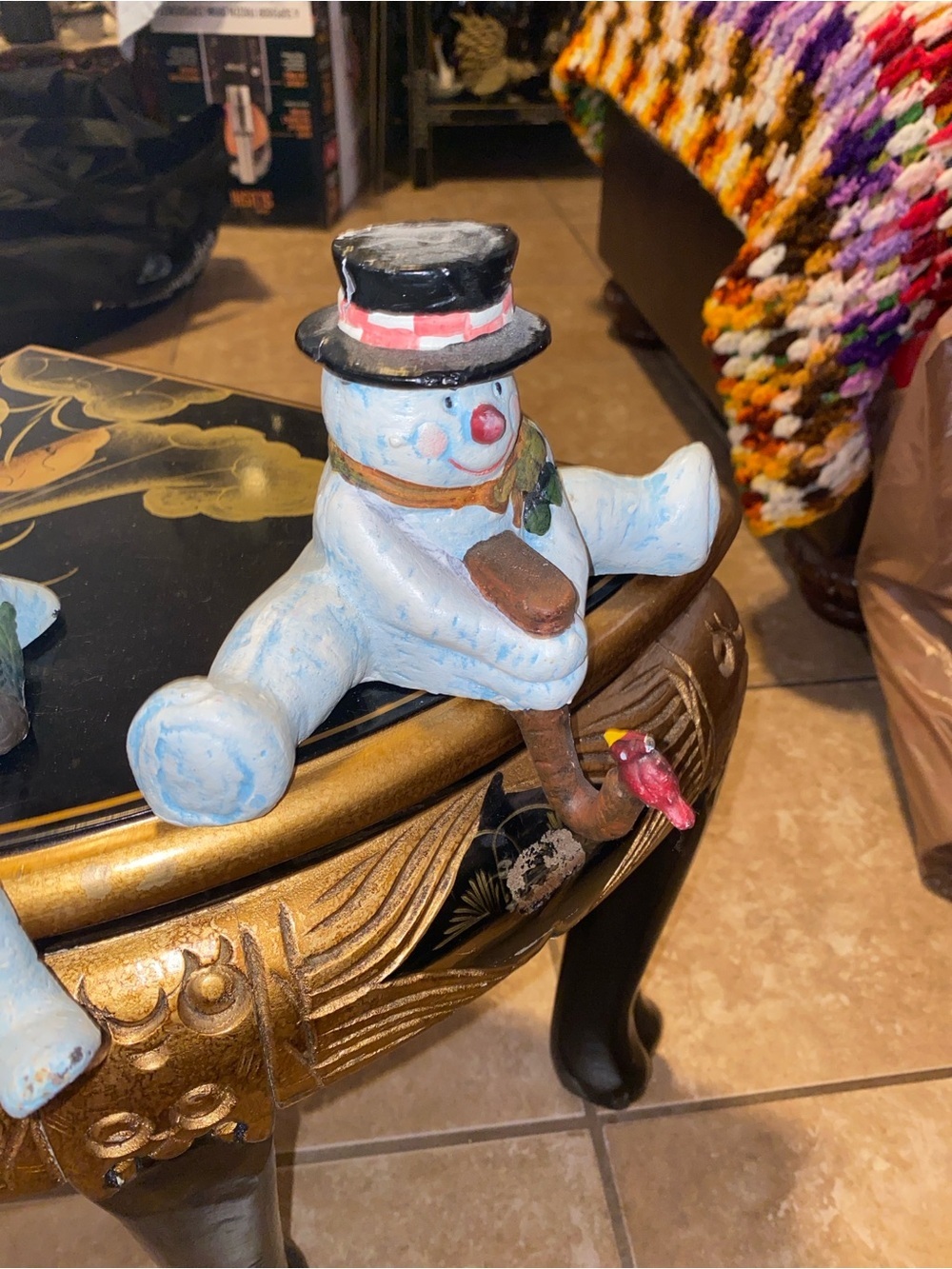 Vintage Cast Iron  Pair of Snowman Stocking Holder Figurines - Picture 4 of 7